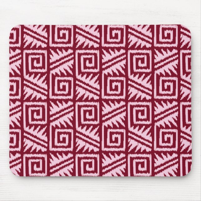 Ikat Aztec Mönster - Burgundy och Rosa Musmatta (Framsidan)
