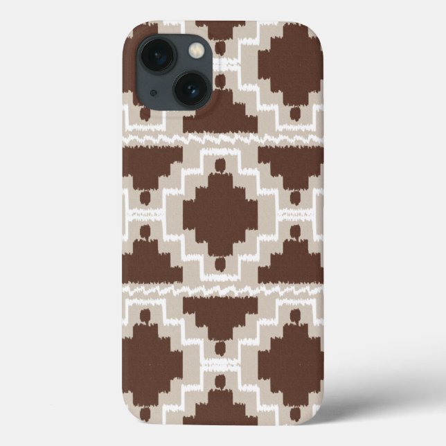 Ikat Aztec Mönster - Chocolate Brown och Taupe (Baksida)