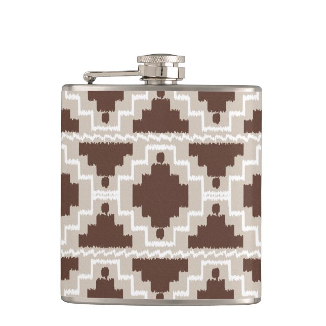 Ikat Aztec Mönster - Chocolate Brown och Taupe Fickplunta (Framsidan)