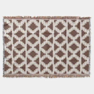 Ikat Aztec Mönster - Chocolate Brown och Taupe Filt
