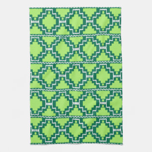 Ikat Aztec Mönster - Forest and Lime Green Kökshandduk