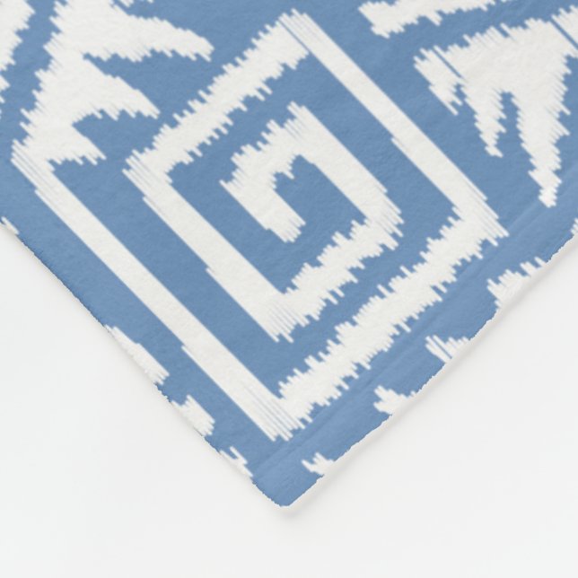 Ikat Aztec Mönster - Himlar Blue and White Fleecefilt (Hörn)