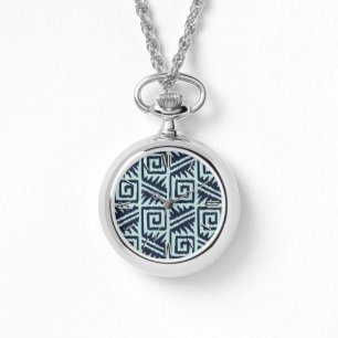 Ikat Aztec Mönster - Indigo och Light Blue Armbandsur