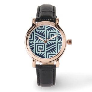 Ikat Aztec Mönster - Indigo och Light Blue Armbandsur