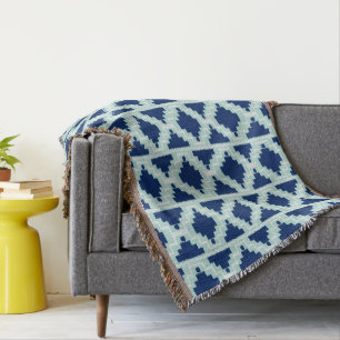 Ikat Aztec Mönster - Indigo och light blue Mysfilt
