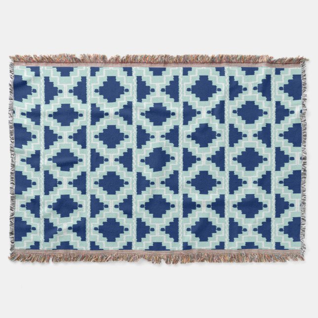 Ikat Aztec Mönster - Indigo och light blue Mysfilt (Framsidan)