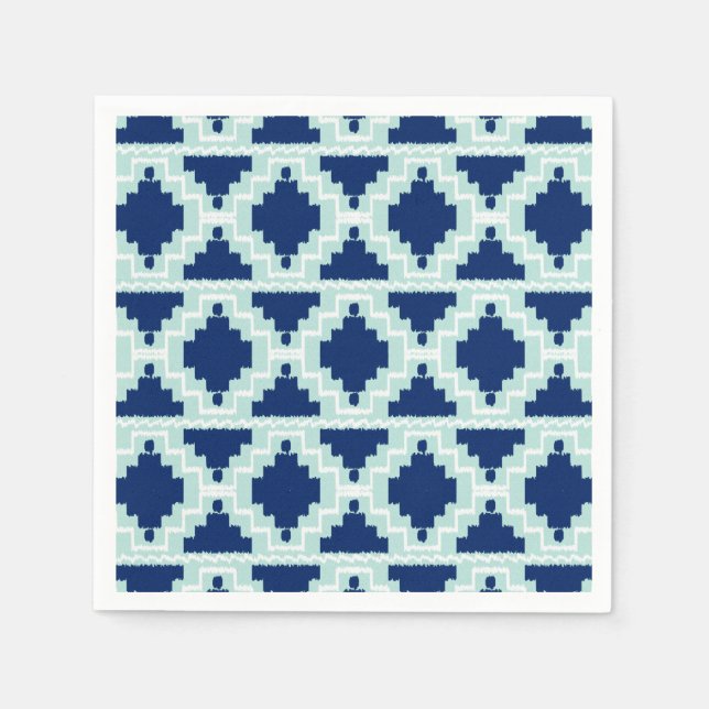 Ikat Aztec Mönster - Indigo och light blue Pappersservett (Framsidan)