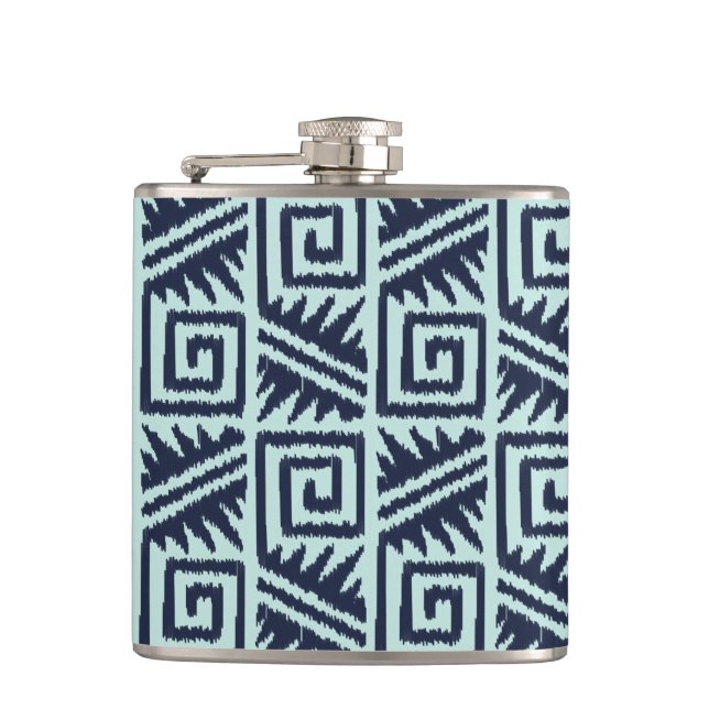Ikat Aztec-mönster - Indigo och Ljusblå Fickplunta (Framsidan)