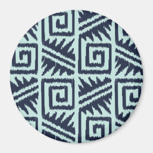 Ikat Aztec-mönster - Indigo och Ljusblå Magnet