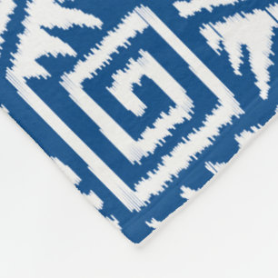Ikat Aztec Mönster - Koboltblått och vitt Fleecefilt