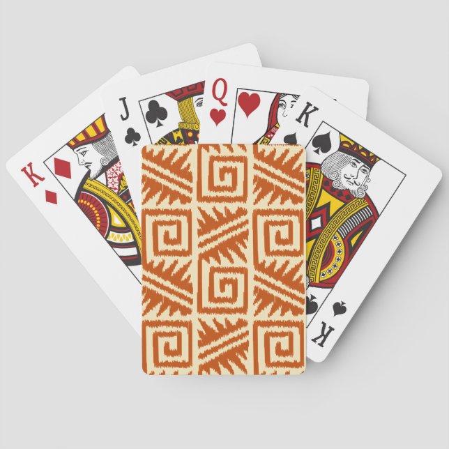 Ikat Aztec Mönster - Mandarin och Light Orange Casinokort (Baksidan)