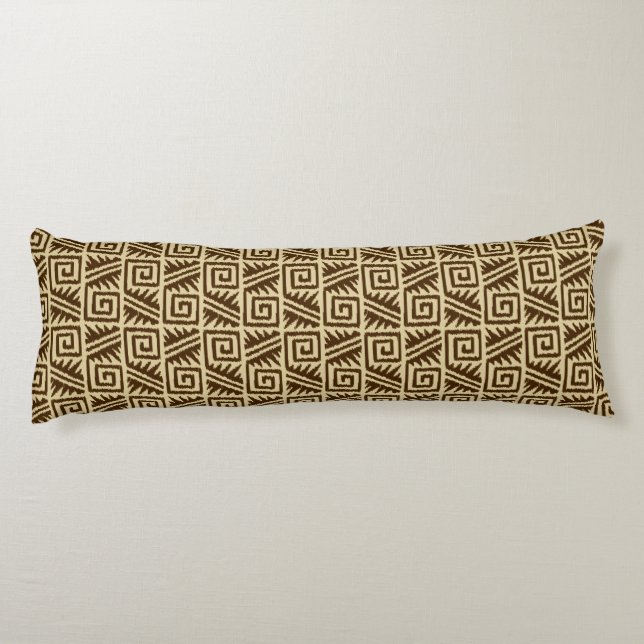 Ikat Aztec Mönster - Mörk Brown och Tan Kroppskudde (Baksidan)