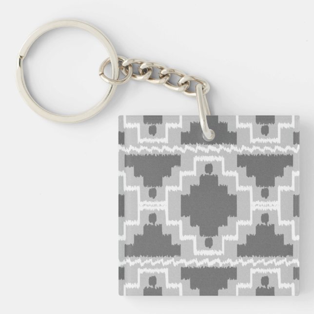 Ikat Aztec Mönster - Mörk och lätt Grått / Grått (Framsidan)