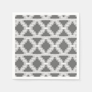 Ikat Aztec Mönster - Mörk och lätt Grått / Grått Pappersservett