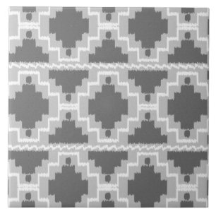 Ikat Aztec-mönster - Mörk och ljusgrå Kakelplatta