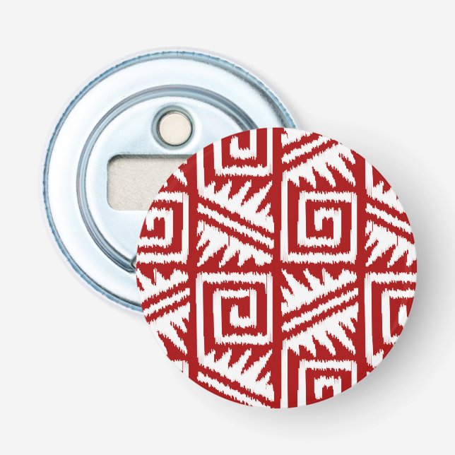 Ikat Aztec Mönster - Mörk Red and White Flasköppnare (Framsidan)
