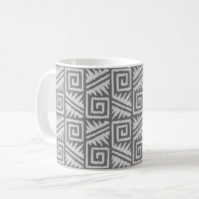 Ikat Aztec-mönster - Nyanser av Grått Kaffemugg (Framsida vänster)