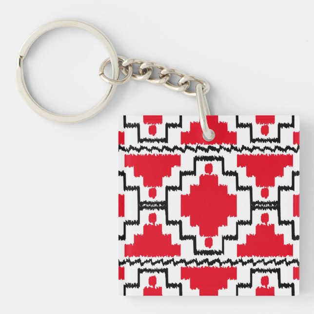 Ikat Aztec Mönster - Red, Black and White (Framsidan)