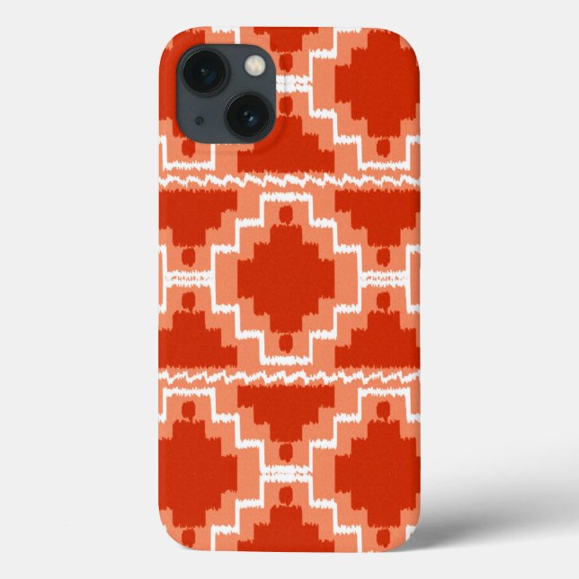 Ikat Aztec Mönster - Rust, Orange och vitt (Baksida)
