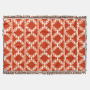 Ikat Aztec Mönster - Rust, Orange och vitt Filt