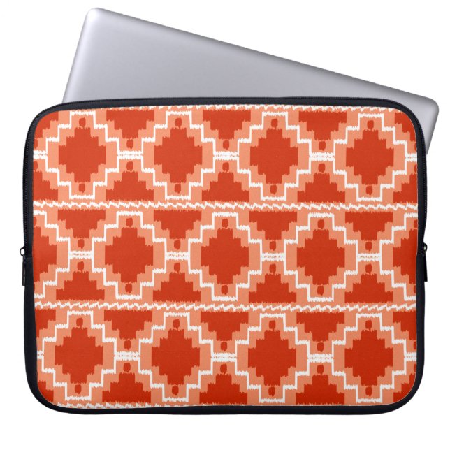 Ikat Aztec Mönster - Rust, Orange och vitt Laptop Sleeve (Framsidan)