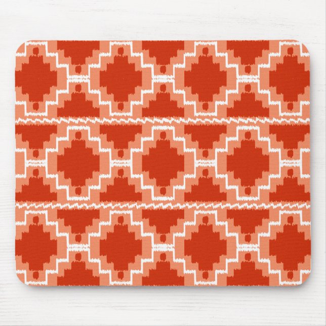 Ikat Aztec Mönster - Rust, Orange och vitt Musmatta (Framsidan)