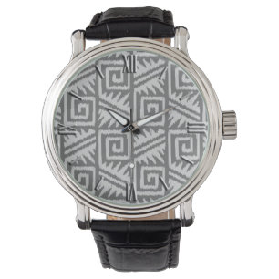 Ikat Aztec Mönster - Shades of Grått / Grått Armbandsur