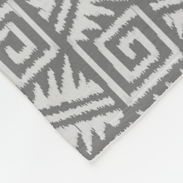 Ikat Aztec Mönster - Shades of Grått / Grått Fleecefilt (Hörn)
