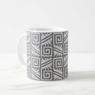 Ikat Aztec Mönster - Shades of Grått / Grått Kaffemugg