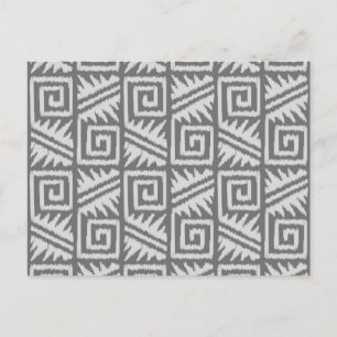 Ikat Aztec Mönster - Shades of Grått / Grått Vykort