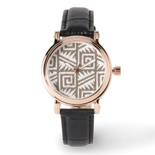 Ikat Aztec Mönster - Taupe Tan och Cream Armbandsur