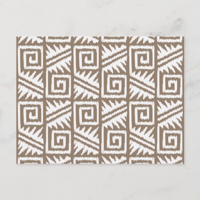 Ikat Aztec Mönster - Taupe Tan och Cream Vykort (Framsida)