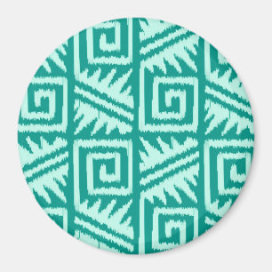 Ikat Aztec Mönster - Turkos och Aqua Magnet