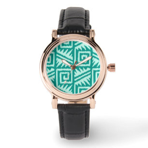 Ikat Aztec Mönster - Turquise och Aqua Armbandsur