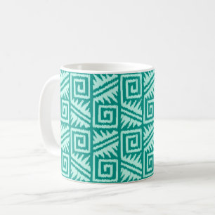 Ikat Aztec Mönster - Turquise och Aqua Kaffemugg