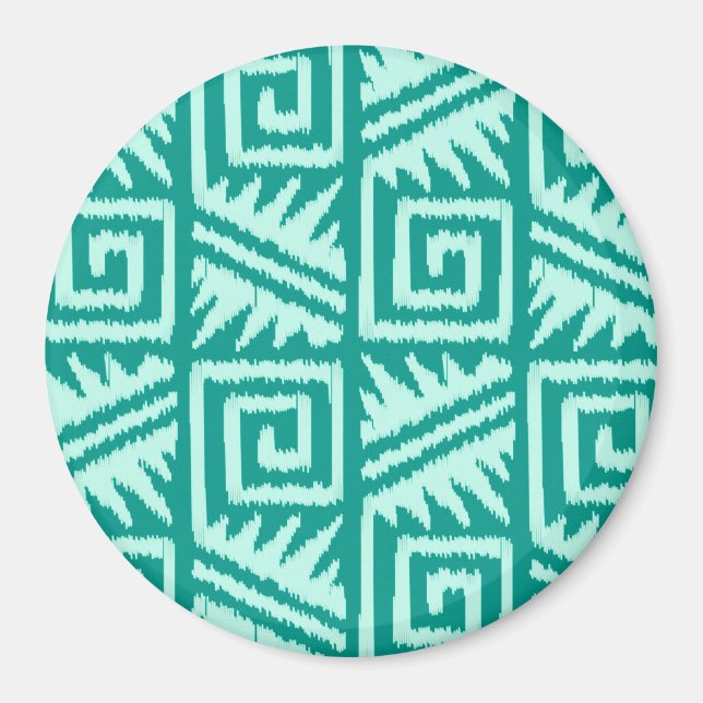 Ikat Aztec Mönster - Turquise och Aqua Magnet (Framsidan)