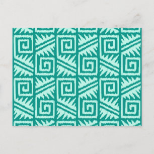 Ikat Aztec Mönster - Turquise och Aqua Vykort
