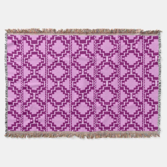 Ikat Aztec stam- - Amethyst lilor och Violet Mysfilt (Framsidan)