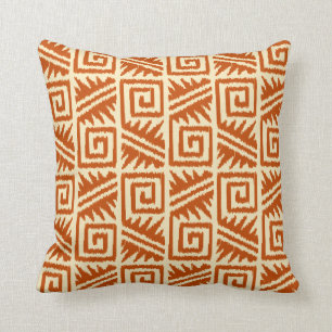 Ikat Aztec stam- - mandarinen och tänder - orange Kudde