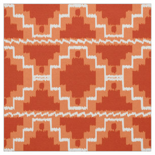 Ikat Aztec stam- - rosta, orangen och vit Tyg
