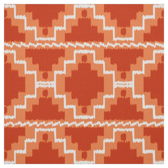 Ikat Aztec stam- - rosta, orangen och vit Tyg (Provkarta)