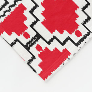 Ikat Aztec stam- - rött, svartvitt Fleecefilt