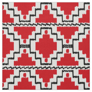 Ikat Aztec stam- - rött, svartvitt Tyg