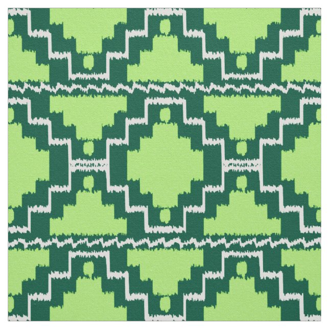Ikat Aztec stam- - skog- och limefruktgrönt Tyg (Provkarta)