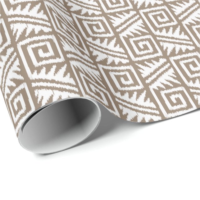 Ikat Aztec stam- - Taupesolbränna och kräm Presentpapper (Rullad Hörn)
