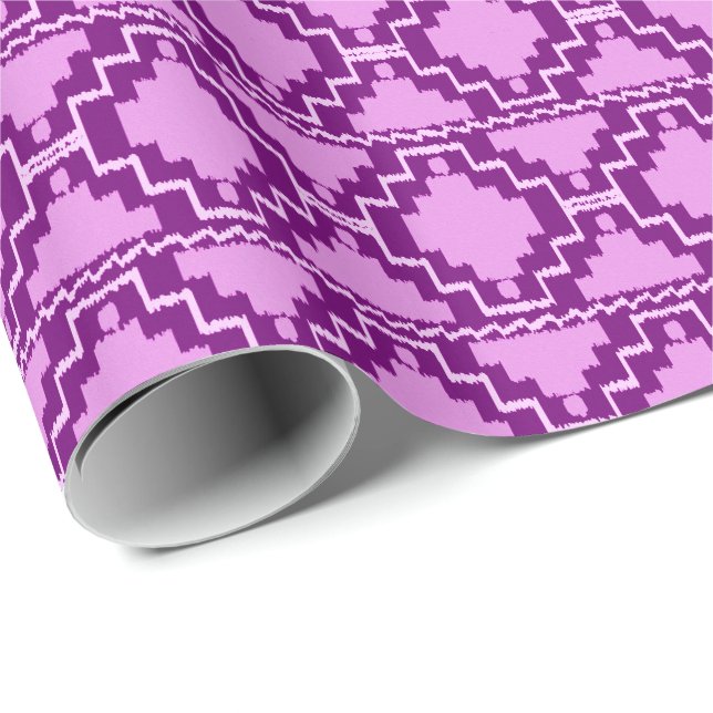 Ikat Aztec Tribal - Amethyst Lila and Violet Presentpapper (Rullad Hörn)