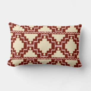 Ikat Aztec Tribal - Beige, Burgundy och Rosa Lumbarkudde