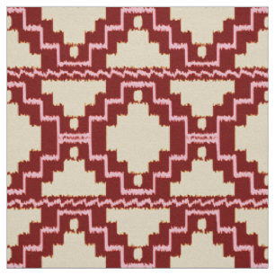 Ikat Aztec Tribal - Beige, Burgundy och Rosa Tyg