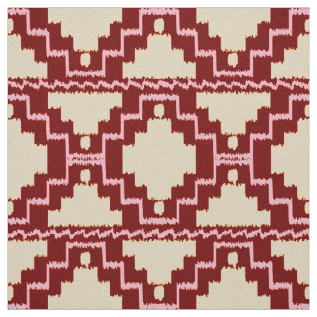 Ikat Aztec Tribal - Beige, Burgundy och Rosa Tyg (Provkarta)