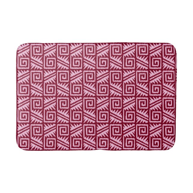 Ikat Aztec Tribal - Burgundy and Rosa Badrumsmatta (Framsidan)